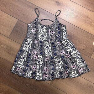 Poetry Blue-Pink-Ivory  Floral  Thin Strap Sundress Size S